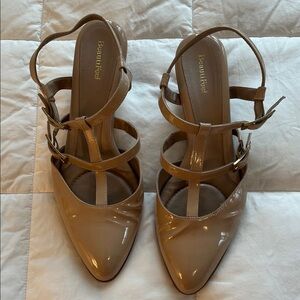 BeautiFeel Women's Neutral Patent Strappy Heels